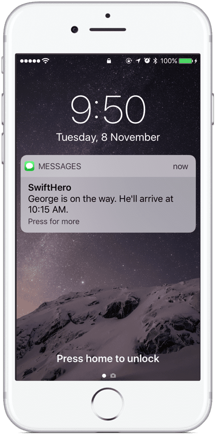Live ETA Notifications From SwiftHero